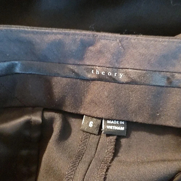 Theory Emery Black Tailor Wide Leg Wool Blend Pants - Picture 5 of 6